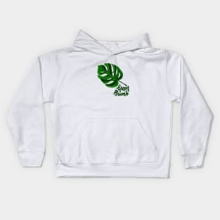 Green thumb + big tropical leaf Kids Hoodie